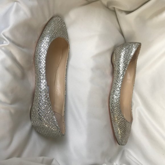 JIMMY CHOO silver glitter finlay flats - Picture 5 of 10